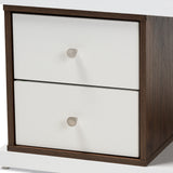 Baxton Studio Rune Modern and Contemporary Two-Tone White and Walnut Brown Finished 2-Drawer Bookcase