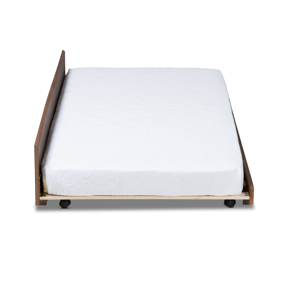 Baxton Studio Toveli Modern and Contemporary Ash Walnut Finished Twin Size Trundle Bed