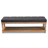 Baxton Studio Linda Modern and Rustic Charcoal Linen Fabric Upholstered and Greywashed Wood Storage Bench