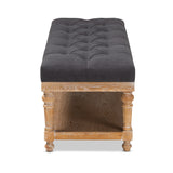 Baxton Studio Linda Modern and Rustic Charcoal Linen Fabric Upholstered and Greywashed Wood Storage Bench