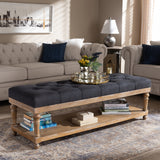 Baxton Studio Linda Modern and Rustic Charcoal Linen Fabric Upholstered and Greywashed Wood Storage Bench