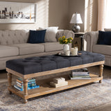 Baxton Studio Linda Modern and Rustic Charcoal Linen Fabric Upholstered and Greywashed Wood Storage Bench