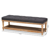 Baxton Studio Linda Modern and Rustic Charcoal Linen Fabric Upholstered and Greywashed Wood Storage Bench