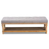 Baxton Studio Linda Modern and Rustic Grey Linen Fabric Upholstered and Greywashed Wood Storage Bench