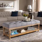 Baxton Studio Linda Modern and Rustic Grey Linen Fabric Upholstered and Greywashed Wood Storage Bench