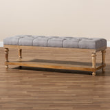 Baxton Studio Linda Modern and Rustic Grey Linen Fabric Upholstered and Greywashed Wood Storage Bench