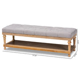 Baxton Studio Linda Modern and Rustic Grey Linen Fabric Upholstered and Greywashed Wood Storage Bench