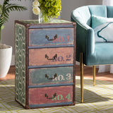 Baxton Studio Amandine Vintage Rustic French Inspired Multicolor Finished Wood 4-Drawer Accent Storage Cabinet