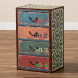 Baxton Studio Amandine Vintage Rustic French Inspired Multicolor Finished Wood 4-Drawer Accent Storage Cabinet