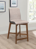 Casual Upholstered Counter Height Stools Light Grey and Natural Walnut (Set of 2)