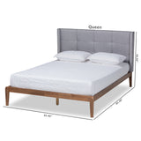 Baxton Studio Edmond Modern and Contemporary Grey Fabric Upholstered and Ash Walnut Brown Finished Wood King Size Platform Bed