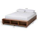 Baxton Studio Arthur Modern Rustic Ash Walnut Brown Finished Wood King Size Platform Bed with Built-In Shelves