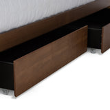 Baxton Studio Arthur Modern Rustic Ash Walnut Brown Finished Wood King Size Platform Bed with Built-In Shelves