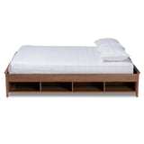 Baxton Studio Anders Traditional and Rustic Ash Walnut Brown Finished Wood King Size Platform Storage Bed Frame with Built-In Shelves