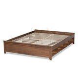 Baxton Studio Anders Traditional and Rustic Ash Walnut Brown Finished Wood Queen Size Platform Storage Bed Frame with Built-In Shelves