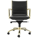 Dirk Low Back Office Chair in Black with Matte Brushed Gold Base