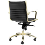 Dirk Low Back Office Chair in Black with Matte Brushed Gold Base