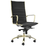 Dirk High Back Office Chair in Black with Matte Brushed Gold Base