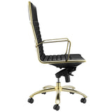 Dirk High Back Office Chair in Black with Matte Brushed Gold Base