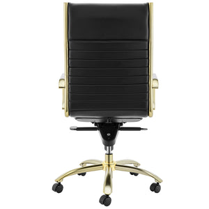 Dirk High Back Office Chair in Black with Matte Brushed Gold Base
