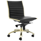 Dirk Low Back Office Chair w/o Armrests in Black with Matte Brushed Gold Base