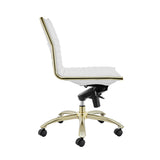 Dirk Low Back Office Chair w/o Armrests in White with Matte Brushed Gold Base