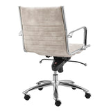 Dirk Low Back Office Chair in Beige Velvet with Chromed Steel Base