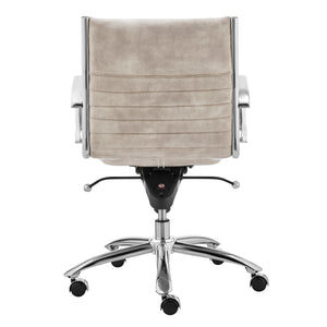 Dirk Low Back Office Chair in Beige Velvet with Chromed Steel Base