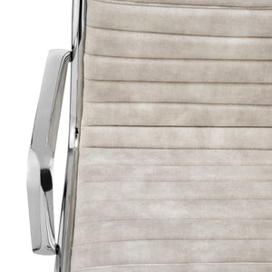 Dirk Low Back Office Chair in Beige Velvet with Chromed Steel Base