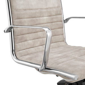 Dirk Low Back Office Chair in Beige Velvet with Chromed Steel Base
