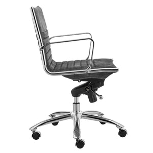 Dirk Low Back Office Chair in Gray Velvet with Chromed Steel Base