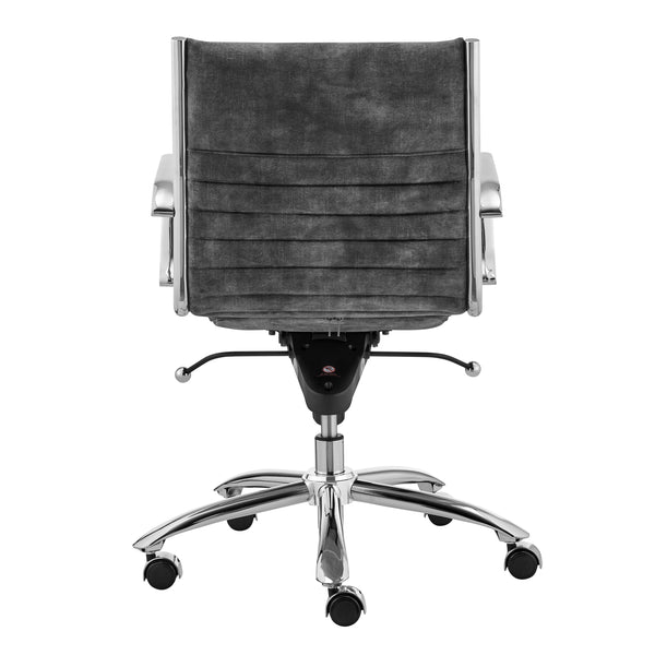 Dirk Low Back Office Chair in Gray Velvet with Chromed Steel Base