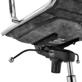 Dirk Low Back Office Chair in Gray Velvet with Chromed Steel Base