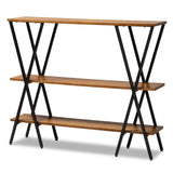 Norton Rustic and Industrial Walnut Brown Finished Wood and Black Finished Metal Console Table