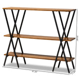 Baxton Studio Norton Rustic and Industrial Walnut Brown Finished Wood and Black Finished Metal Console Table