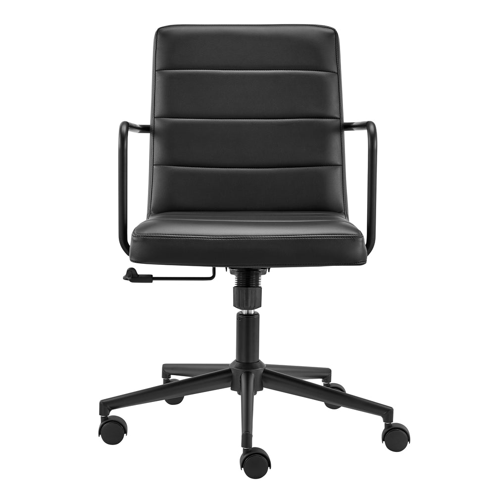 Leander Low Back Office Chair in Black with Matte Black Armrests/Base