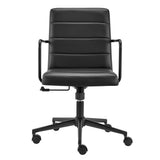 Leander Low Back Office Chair in Black with Matte Black Armrests/Base