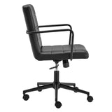 Leander Low Back Office Chair in Black with Matte Black Armrests/Base
