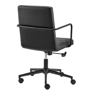 Leander Low Back Office Chair in Black with Matte Black Armrests/Base
