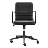 Leander Low Back Office Chair in Black with Matte Black Armrests/Base