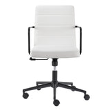 Leander Low Back Office Chair in White with Matte Black Armrests/Base