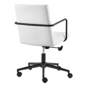 Leander Low Back Office Chair in White with Matte Black Armrests/Base