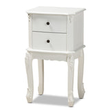 Sophia Classic and Traditional French White Finished Wood 2-Drawer Nightstand