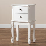 Baxton Studio Sophia Classic and Traditional French White Finished Wood 2-Drawer Nightstand 