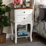 Baxton Studio Darla Classic and Traditional French White and Cherry Brown Finished Wood 2-Drawer Nightstand 