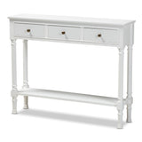 Calvin Classic Traditional French Farmhouse Wood 3-Drawer Entryway Console Table