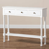Baxton Studio Calvin Classic and Traditional French Farmhouse White Finished Wood 3-Drawer Entryway Console Table
