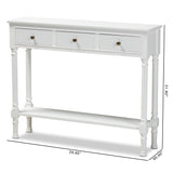 Baxton Studio Calvin Classic and Traditional French Farmhouse White Finished Wood 3-Drawer Entryway Console Table