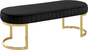 Lemar Velvet / Engineered Wood / Metal / Foam Contemporary Black Velvet Bench - 50" W x 18" D x 18" H