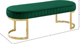 Lemar Velvet / Engineered Wood / Metal / Foam Contemporary Green Velvet Bench - 50" W x 18" D x 18" H